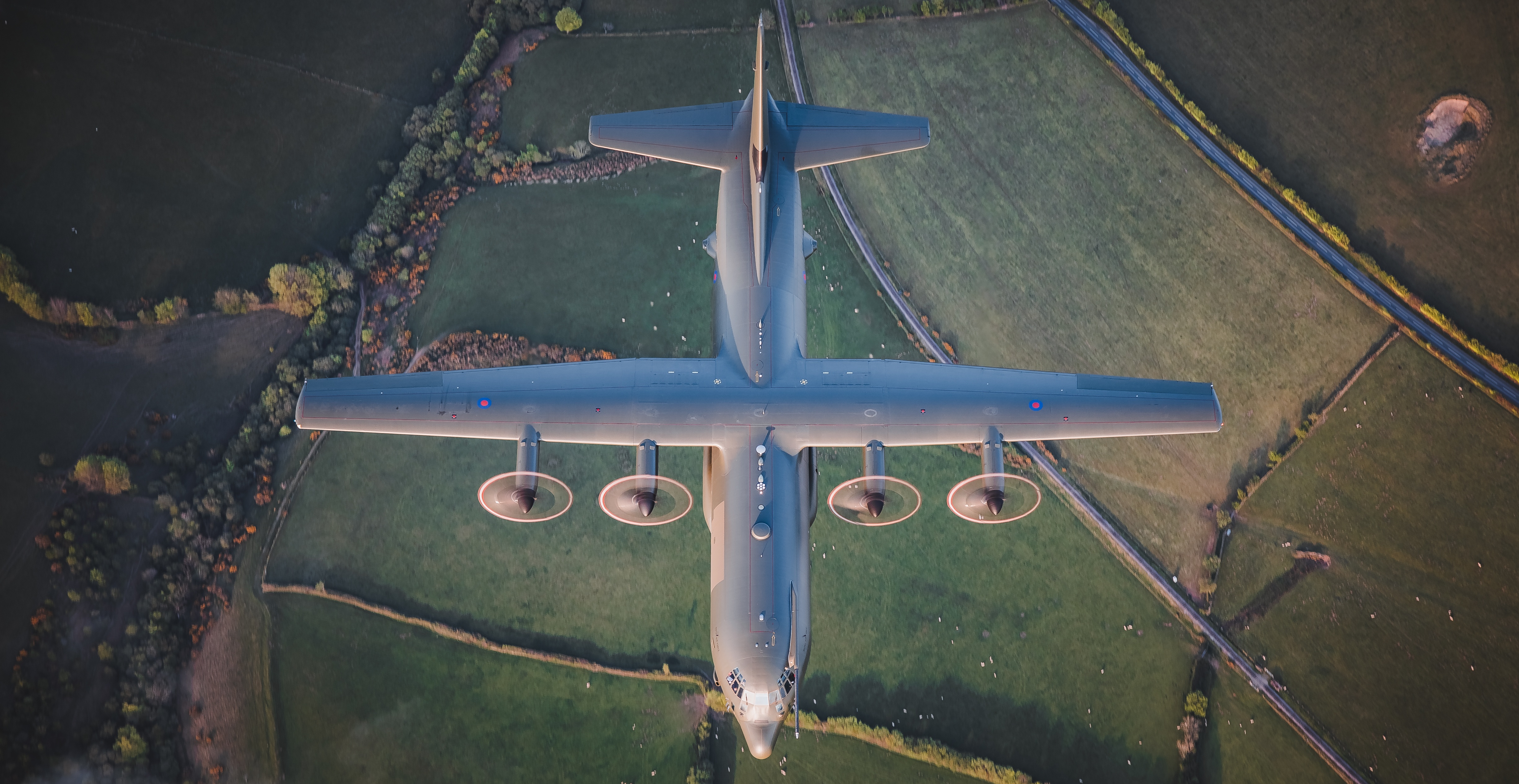 RAF C-130J Aircraft Conduct Low Flying Formation Training
